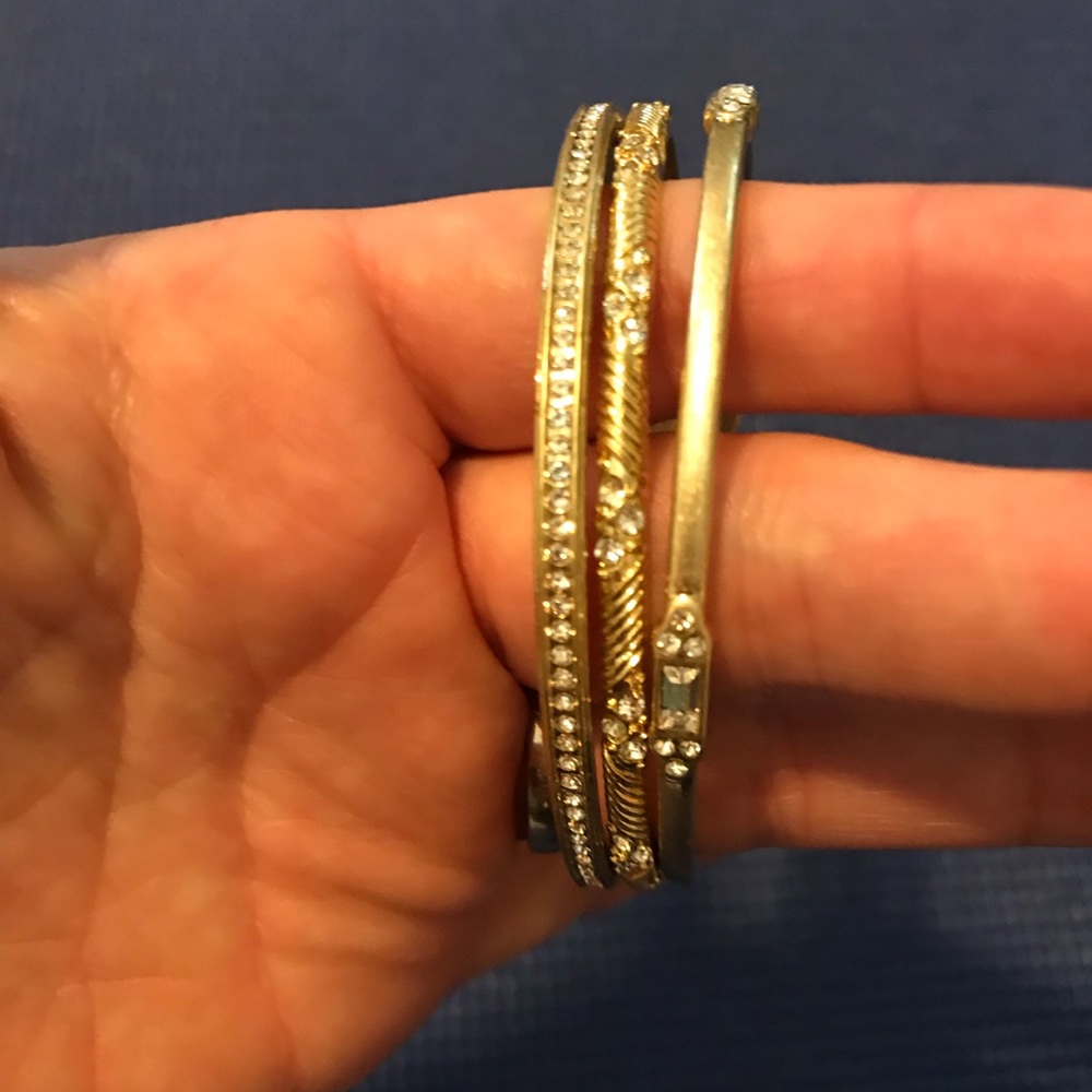 Set of three gold bangle bracelets
